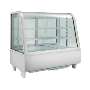Vitrina fria blanca sobre mesa